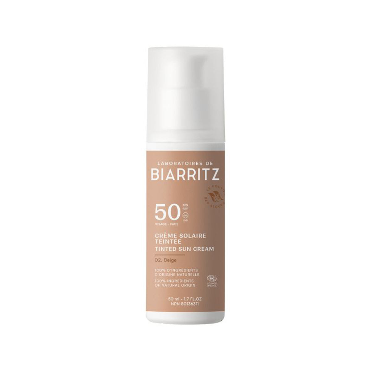 Crema Facial con Color y Protección Solar SPF50 Tono Beige , Laboratories Biarrtiz, 50 ml