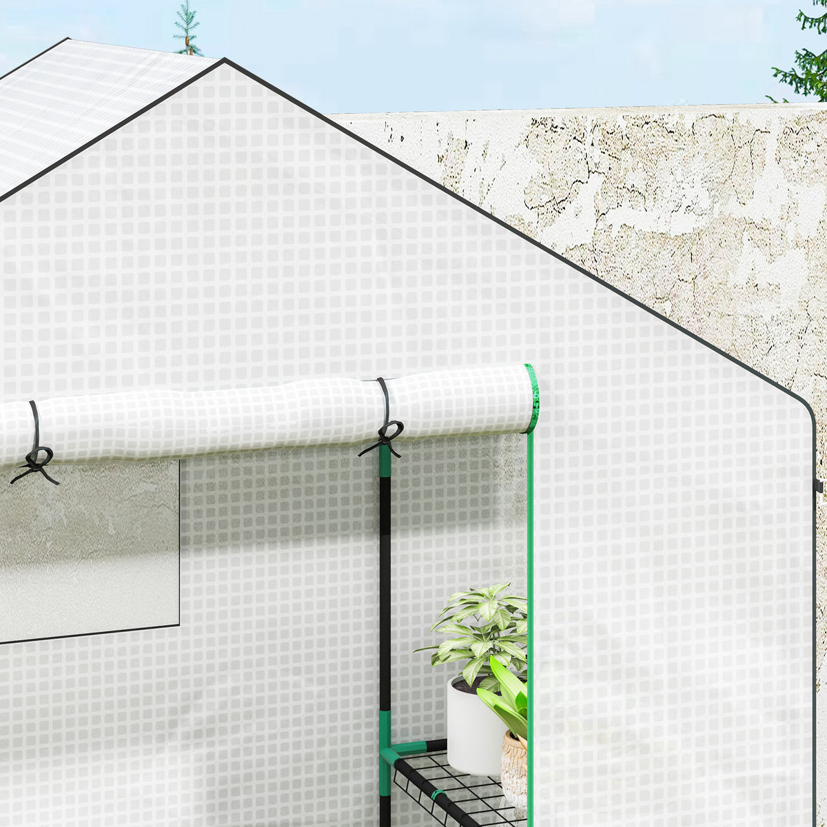 Invernadero Para Jardín Outsunny Acero, Pe Blanco 140x73x190 Cm 845-933v00wt_4