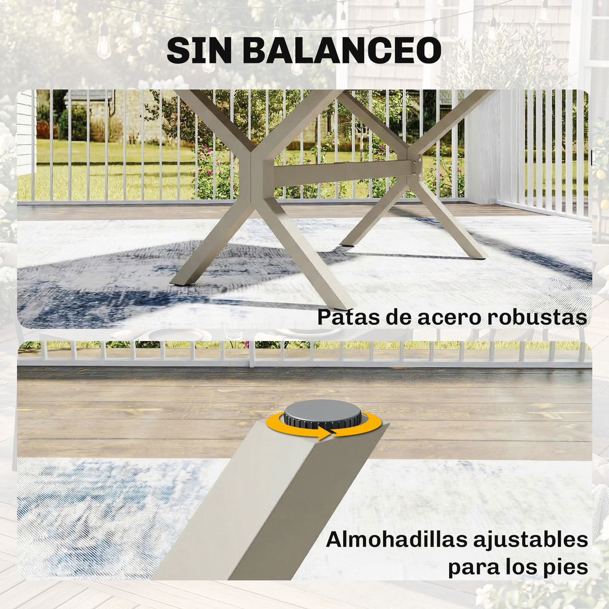 Mesa Jardín Extensible Outsunny Aluminio, Acero Gris Claro 214x85x73 Cm_5