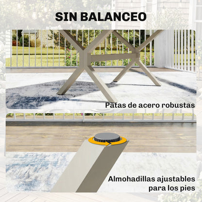 Mesa Jardín Extensible Outsunny Aluminio, Acero Gris Claro 214x85x73 Cm_5