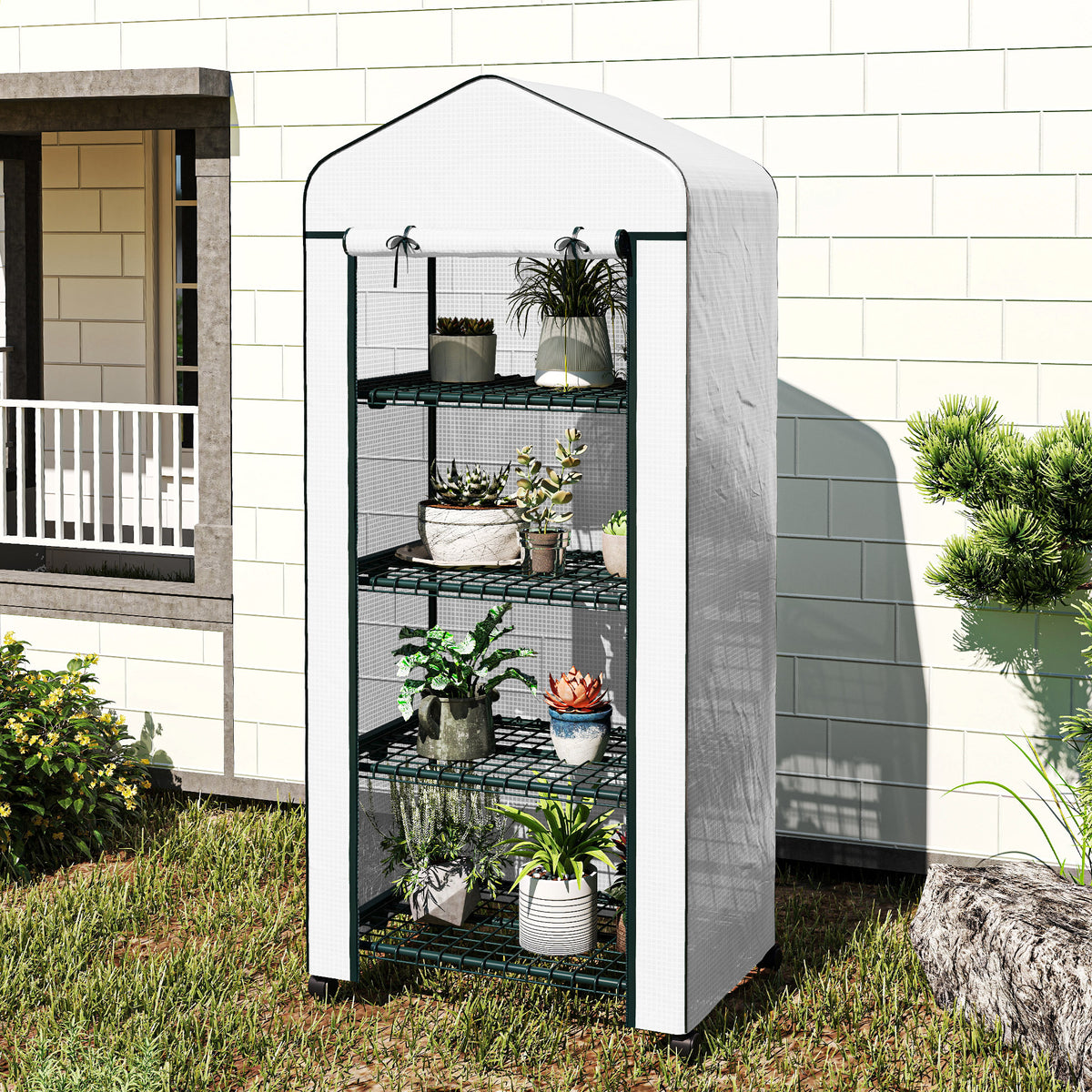 Invernadero De Jardín Outsunny Acero, Pe Blanco 69x50x165 Cm 845-228v05wt_4