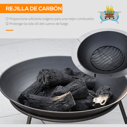 Brasero Exterior Para Jardín De Metal Outsunny 47x47x33 Cm Negro_5