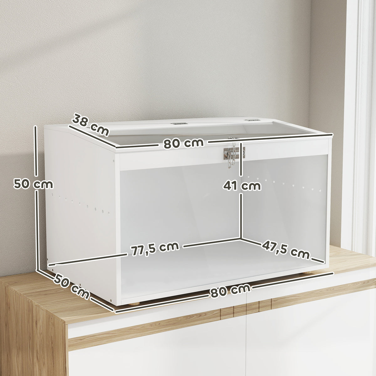 Jaula Para Hámster Pawhut Mdf, Acrílico Blanco 80x50x50 Cm D51-492v91cw_2