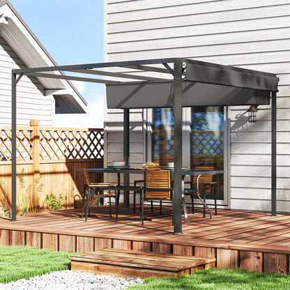 Pérgola Outsunny Aluminio, Tela De Poliéster Gris Oscuro 300x300x227 Cm_1