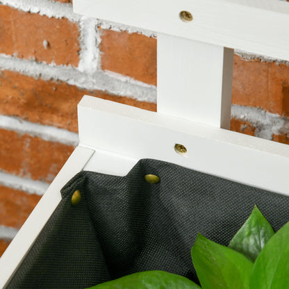 Jardinera Con Enrejado De Madera Ruedas Outsunny 76x30x155cm Blanco_4