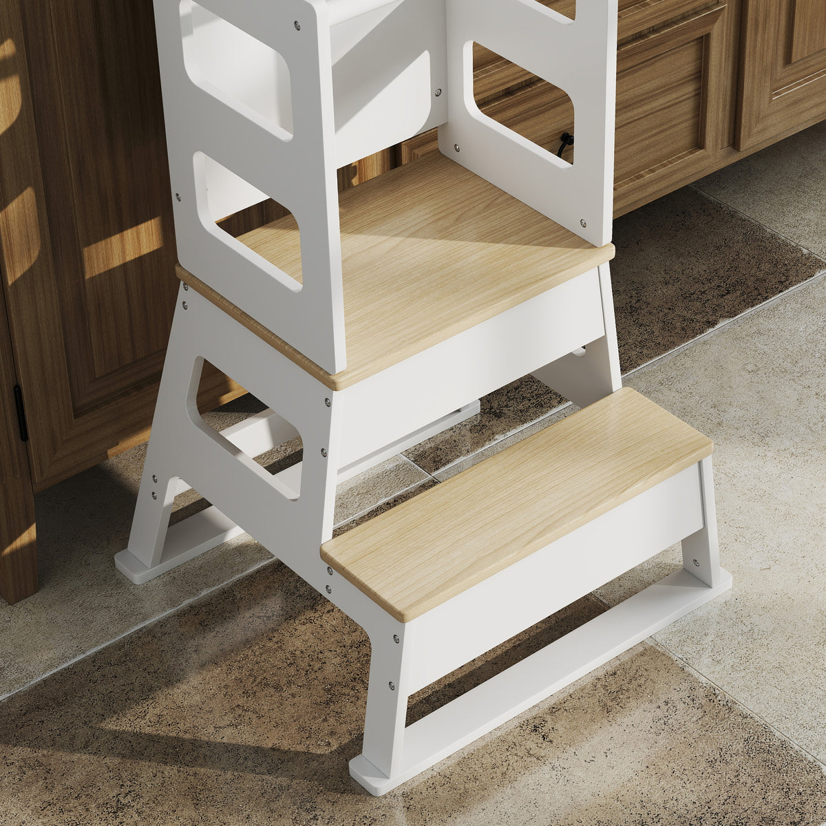Torre De Aprendizaje Aiyaplay Mdf, Madera De Pino Blanco 55x52.5x87.5 Cm_3