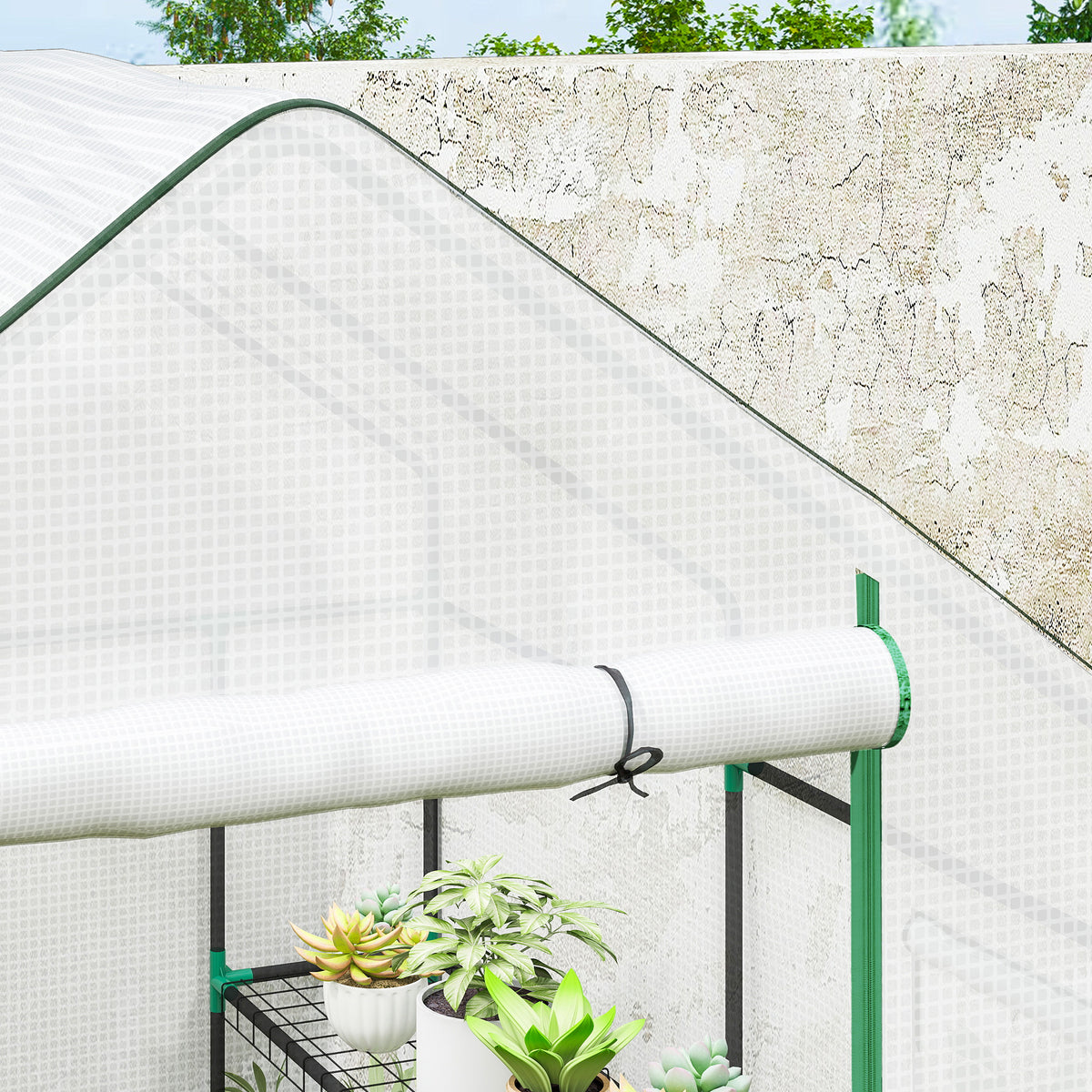 Invernadero De Jardín Outsunny Acero, Pe Blanco 140x143x190 Cm 845-932v02wt_4