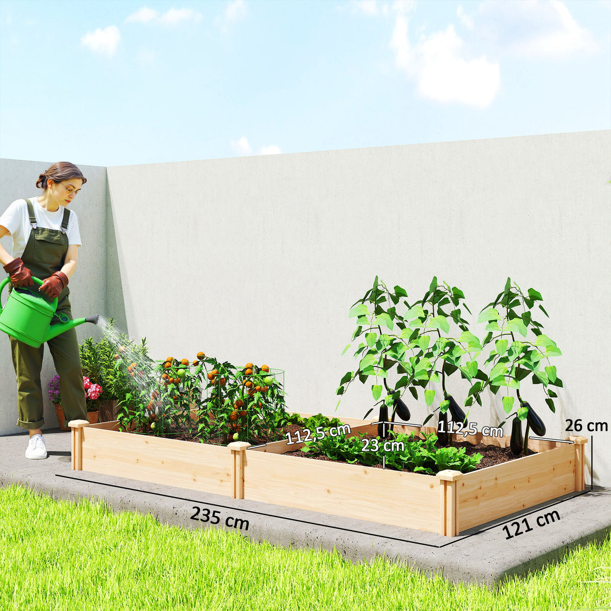 Jardinera Outsunny Madera De Abeto Madera Natural 235x121x26 Cm_2