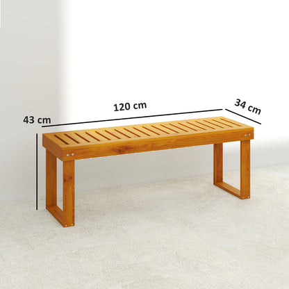 Banco De Jardín Outsunny Madera De Pino Teca 120x34x43 Cm_2