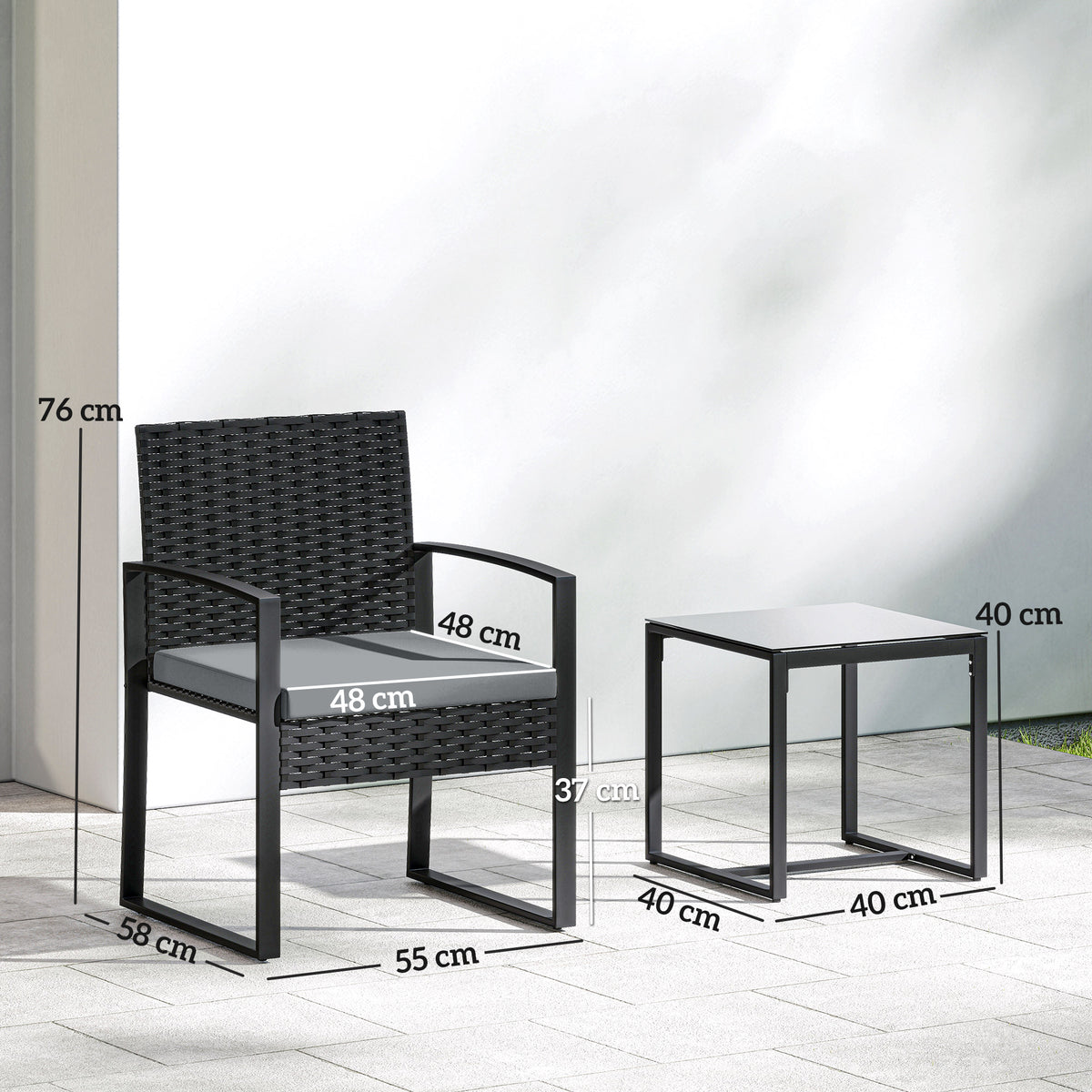 Conjunto De Jardín Outsunny Acero, Pe Gris Claro 58x55x76 Cm_2