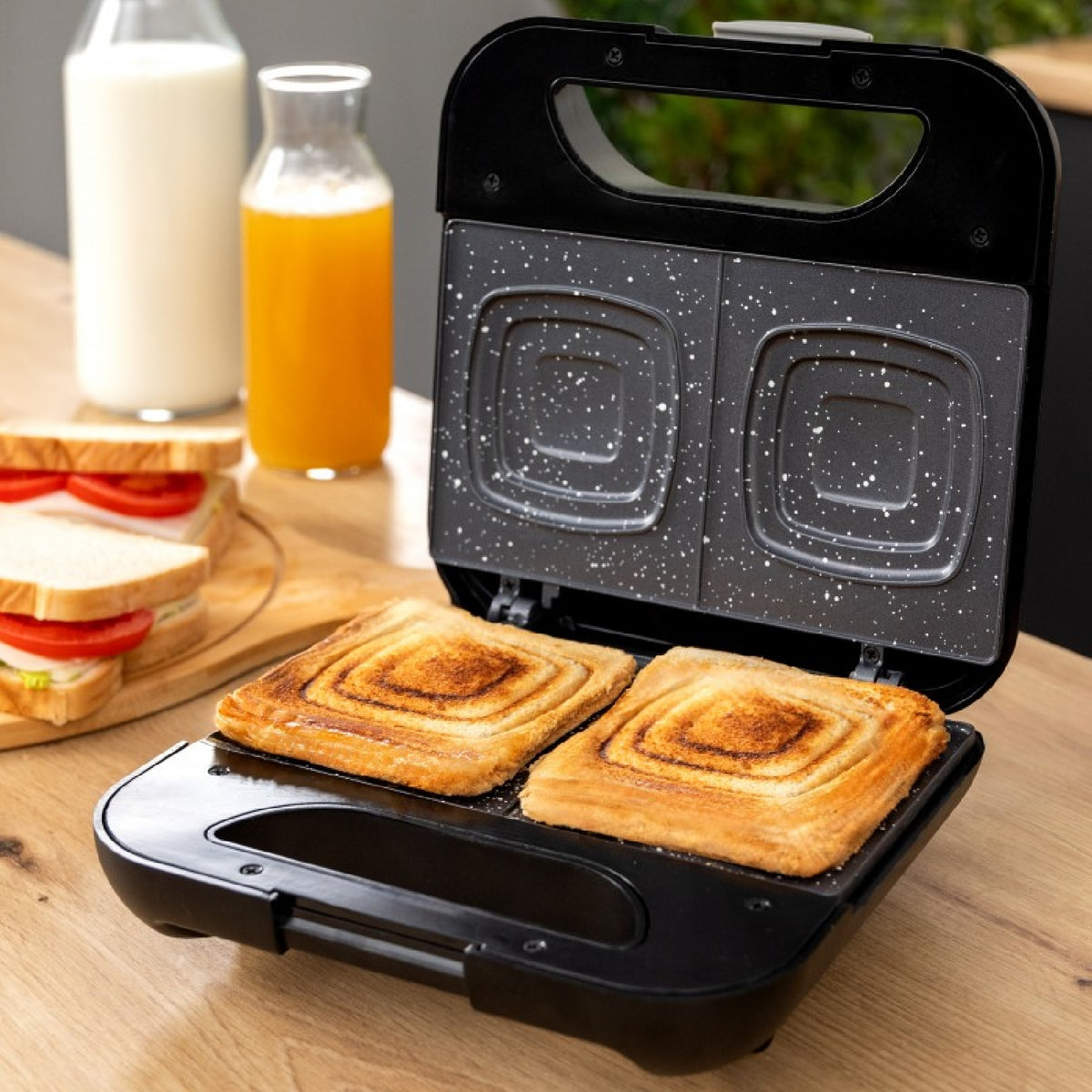 Sandwichera Rock'ntoast Square +, 800w De Potencia, Placa Cuadradas, Revestimiento Piedra Rockstone, Antiadherente, Acero Inoxidable, Revestimiento_3