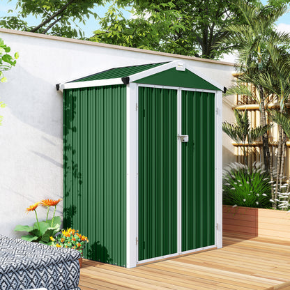 Outsunny Caseta De Jardín Exterior 1,1 M² 136x87x178 Cm Puertas Abatibles Verde_4