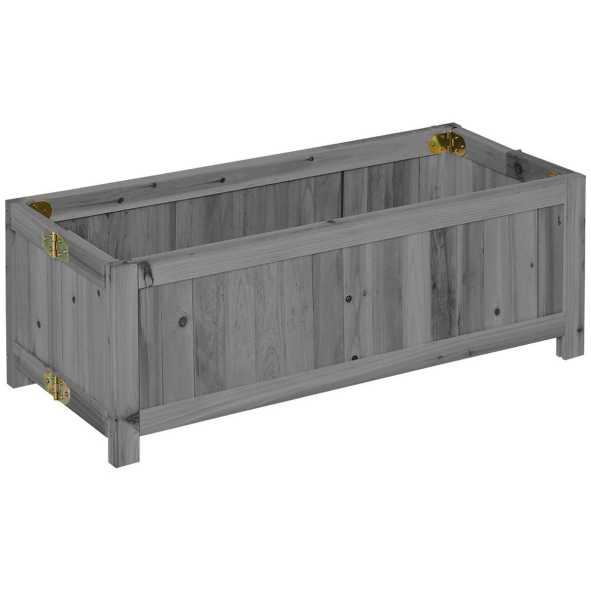 Jardinera Outsunny Madera De Abeto Gris 70x30x25 Cm_0