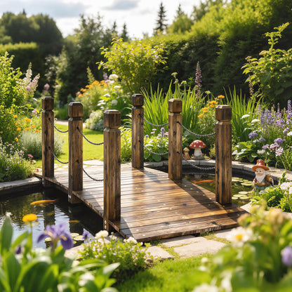 Puente De Jardín Outsunny Madera De Abeto Carbonizado 151x68x54.5 Cm_1
