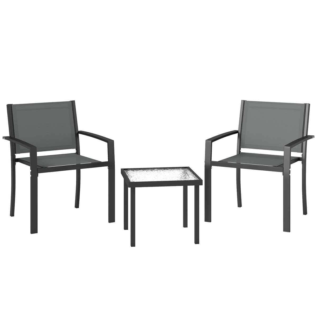 Conjunto De Bistró Outsunny Acero, Textilene Gris Claro 58x58x75 Cm_0