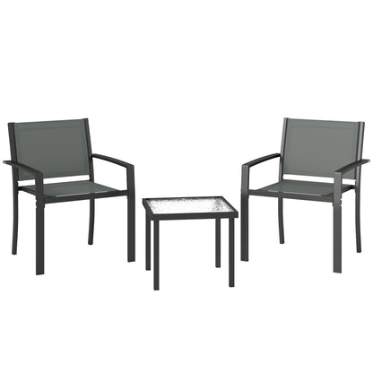 Conjunto De Bistró Outsunny Acero, Textilene Gris Claro 58x58x75 Cm_0