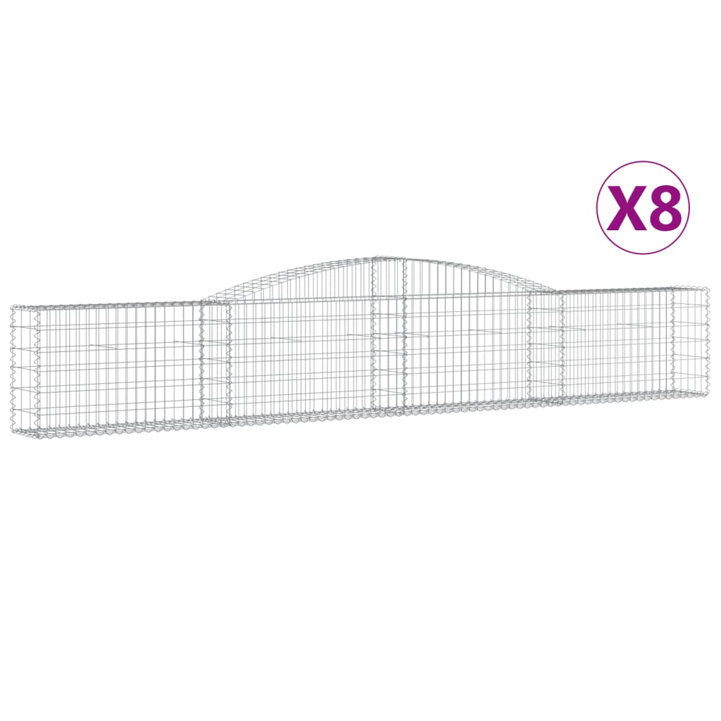 Cestas De Gaviones 8 Uds Forma De Arco Hierro 400x30x60/80 Cm_0