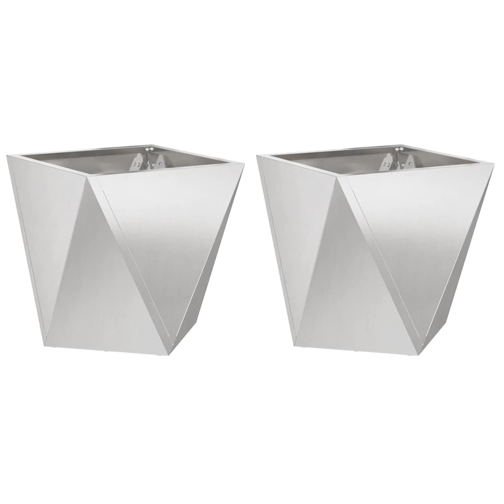 Jardinera 2 Uds. Plateado 50 X 50 X 50 Cm Acero Inoxidable_0