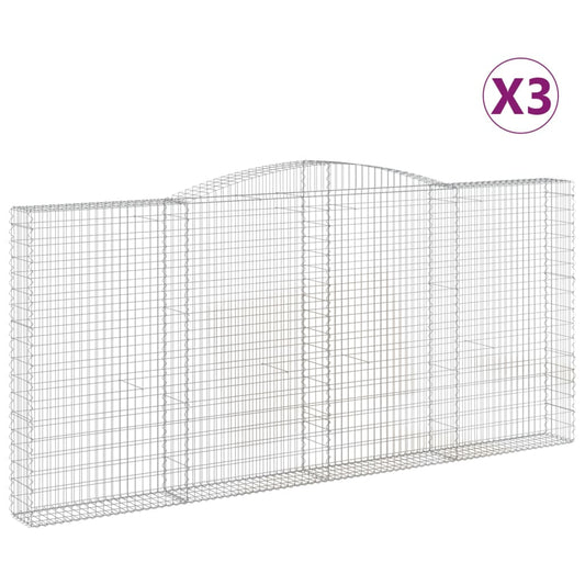 Cestas De Gaviones 3 Uds Forma De Arco Hierro 400x30x180/200 Cm_0