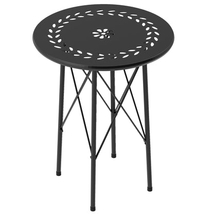Mesa De Jardín Outsunny Acero Negro 40x40x50 Cm_0