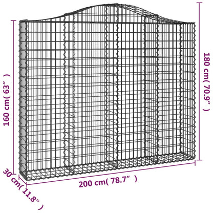 Cestas Gaviones 2 Uds Forma De Arco Hierro 200x30x160/180 Cm_5