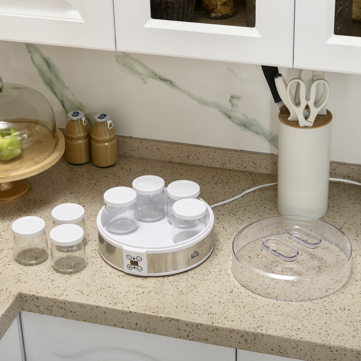 Yogurtera Homcom As, Pp, Acero Inoxidable, Vidrio Blanco 24x24x13 Cm_3