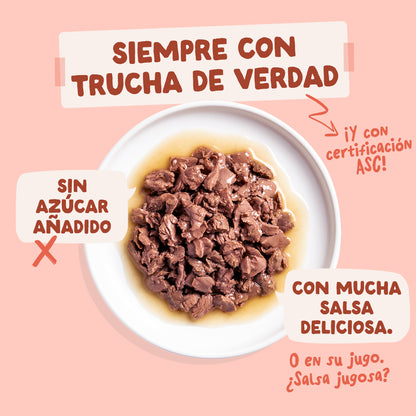 Sobre de Comida Húmeda Trucha &amp; Pollo en Salsa para Gatos Edgard &amp; Cooper 85 g