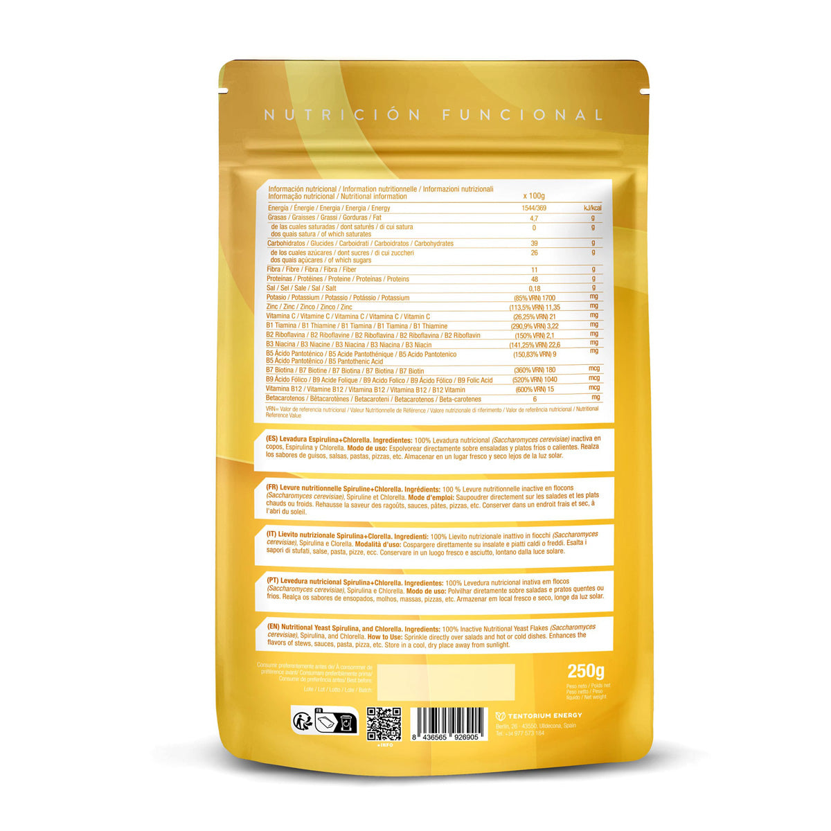Levadura Nutricional con chlorella y espirulina XL Energy Feelings 250 g