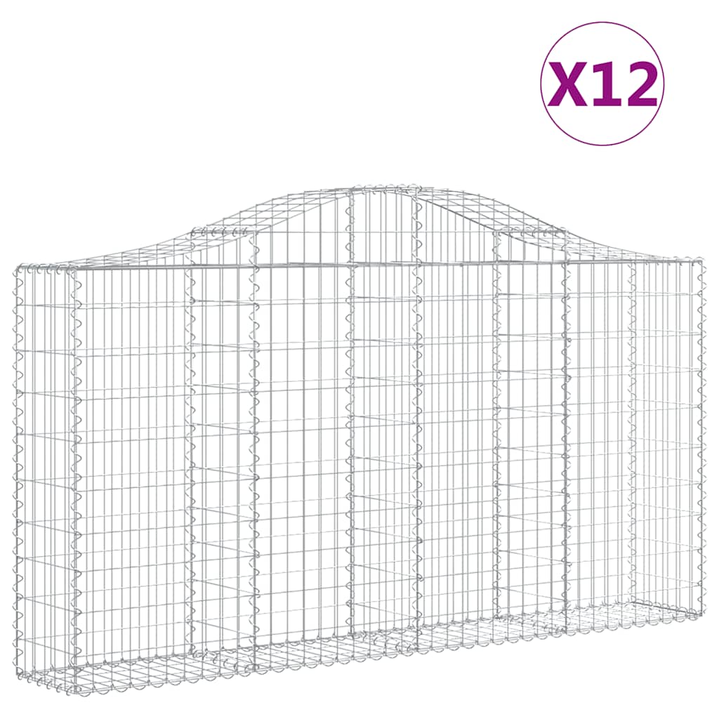 Cestas De Gaviones 12 Uds Forma Arco Hierro 200x30x100/120 Cm_0