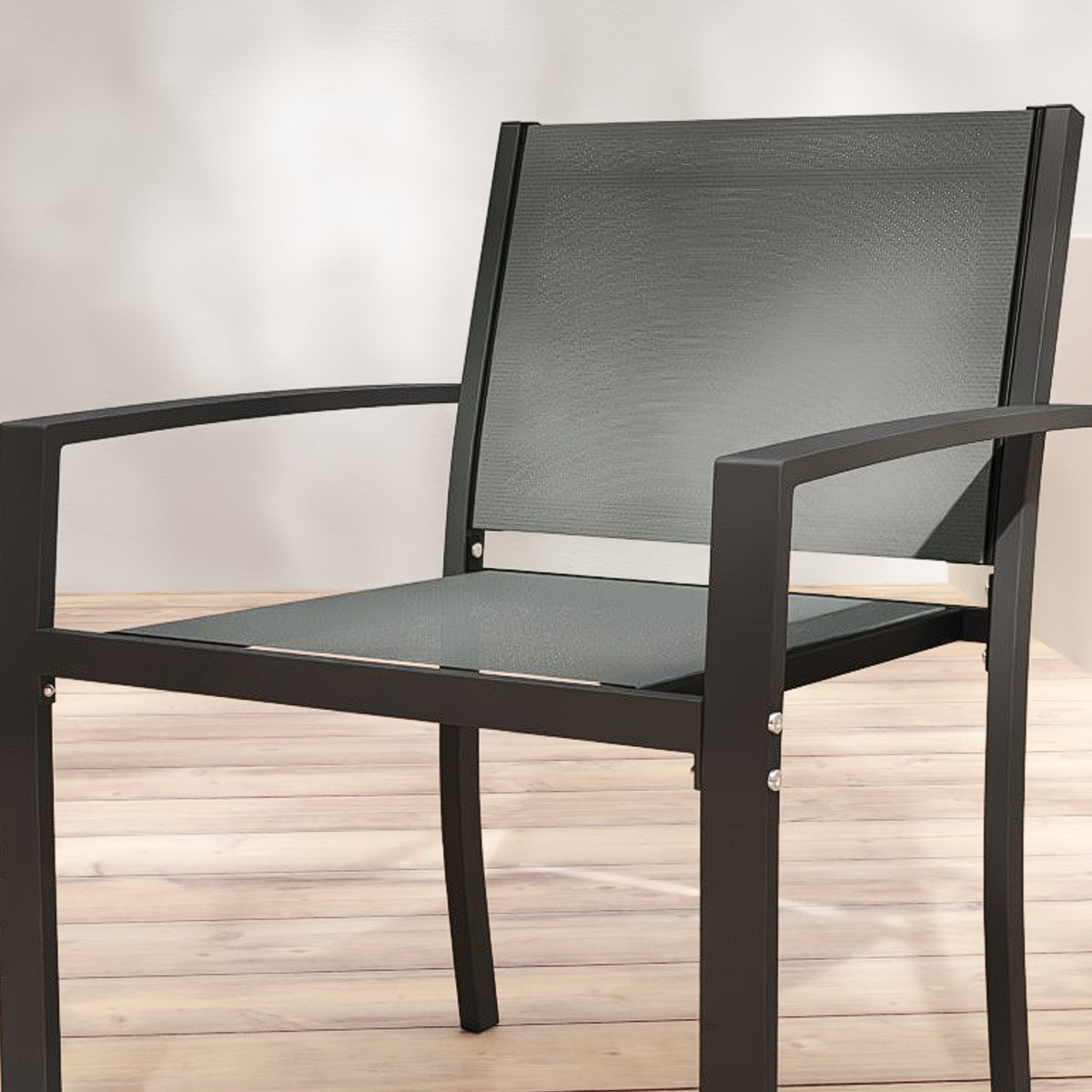 Conjunto De Bistró Outsunny Acero, Textilene Gris Claro 58x58x75 Cm_3