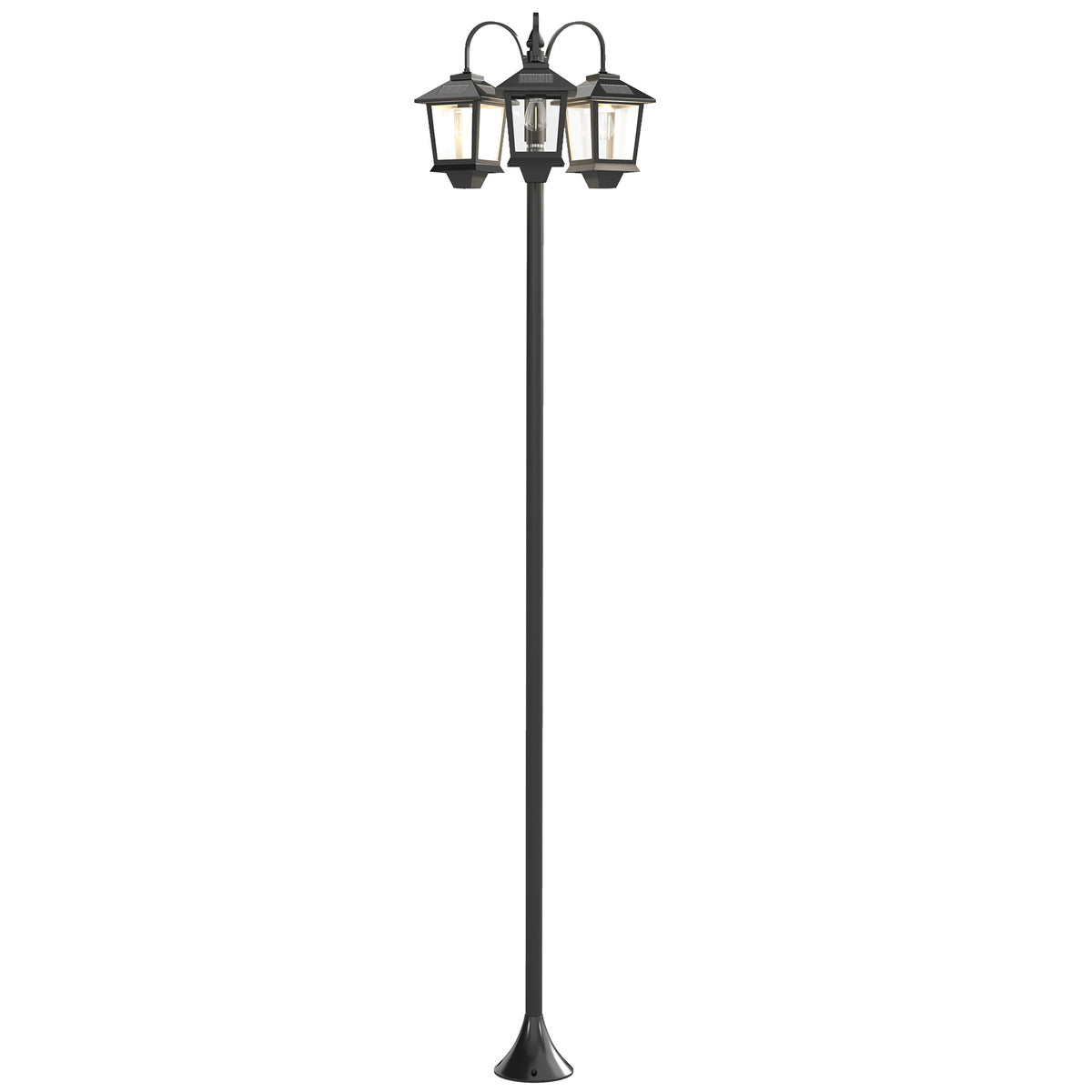 Farola Solar Outsunny Abs, Aluminio Negro 40x34.5x188 Cm_0