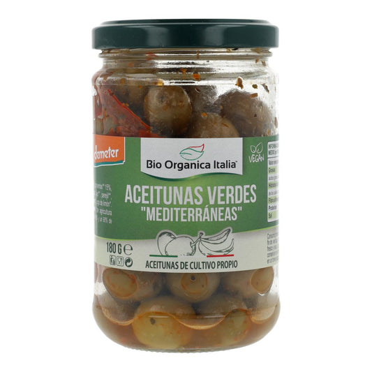 Aceitunas Verdes con aliño mediterráneo Bio Organica Italia 180 gr