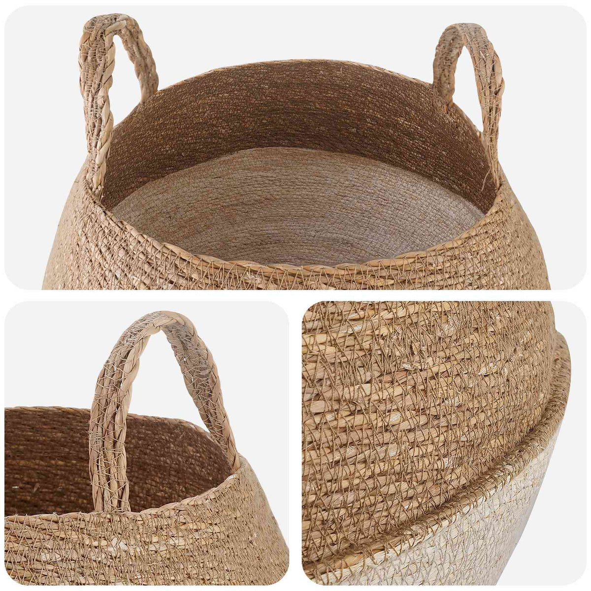 Maceta Con Asas 2 Uds. Blanco Ø 32 X 32 Cm 100% Hierba Marina_3