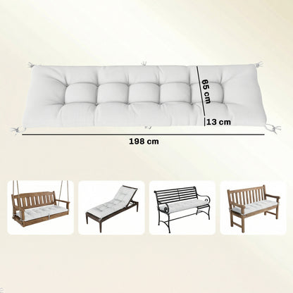 Cojín Para Banco Outsunny Poliéster, Algodón Pp Crema 198x65x13 Cm_2