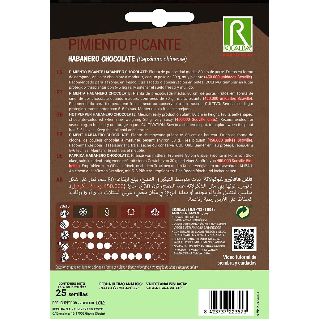 Semillas Pimiento Picante Habanero Chocolate Rocalba