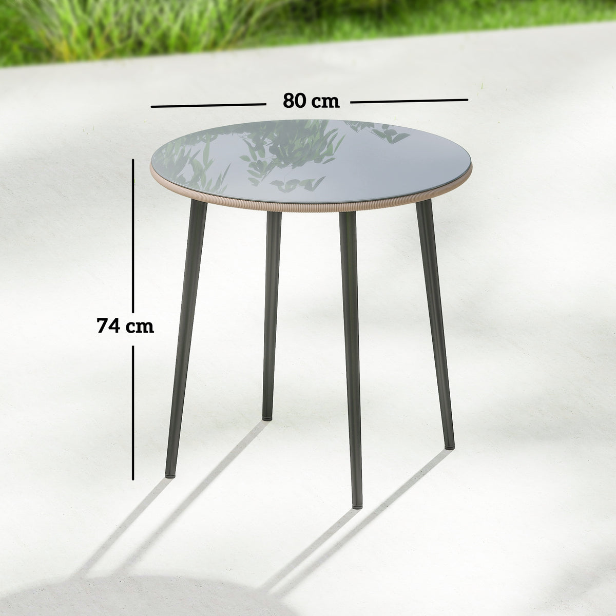 Mesa Comedor Jardín Outsunny Acero, Vidrio Templado Gris 80x80x74 Cm_2