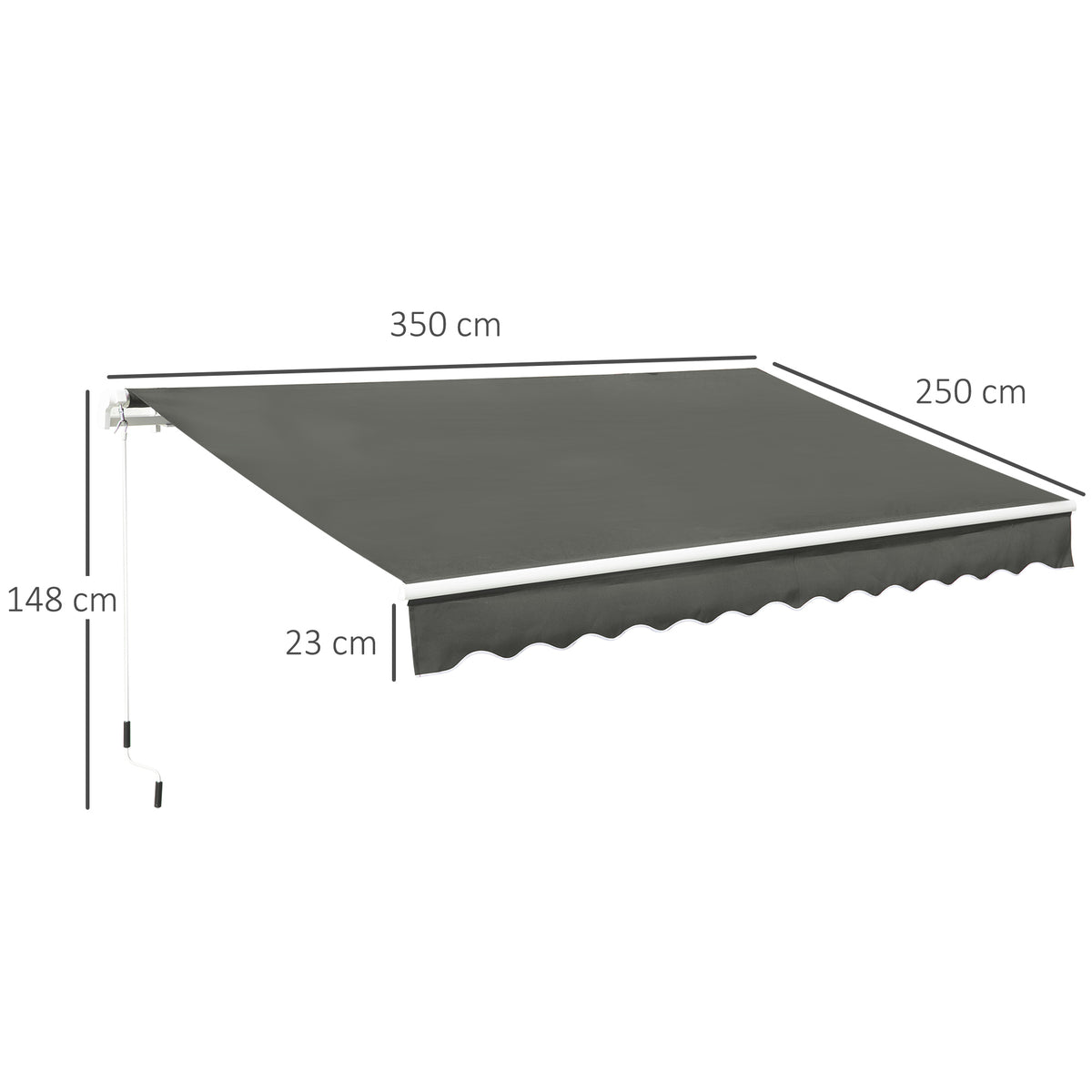 Toldo Manual Retráctil Outsunny Poliéster Gris 350x250 Cm_2