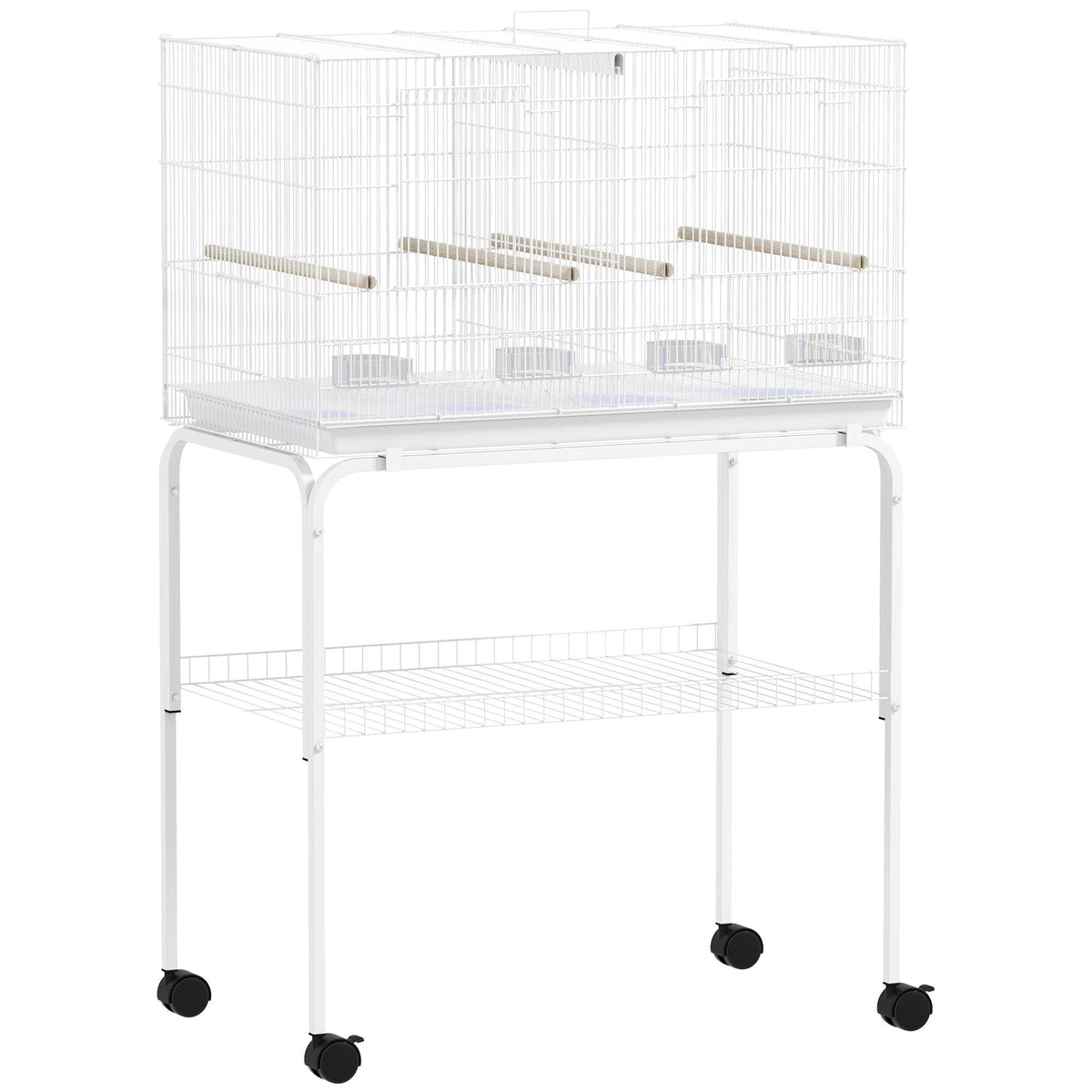Jaula Para Pájaros Pawhut Acero, Pp Blanco 76x46x116 Cm_0