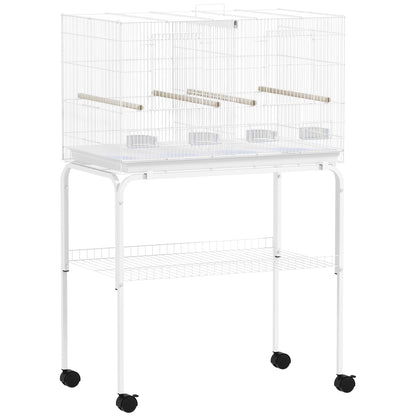 Jaula Para Pájaros Pawhut Acero, Pp Blanco 76x46x116 Cm_0