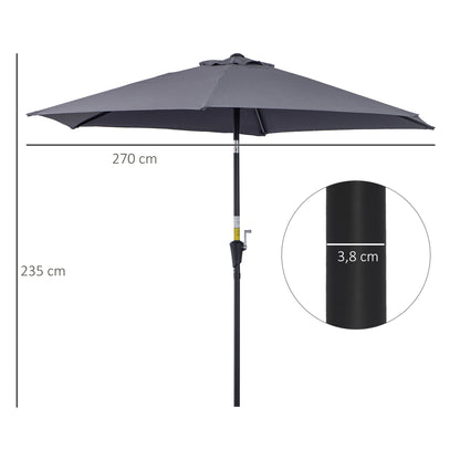 Sombrilla De Jardín Reclinable Con Manivela Outsunny Ø270x235cm Gris_2