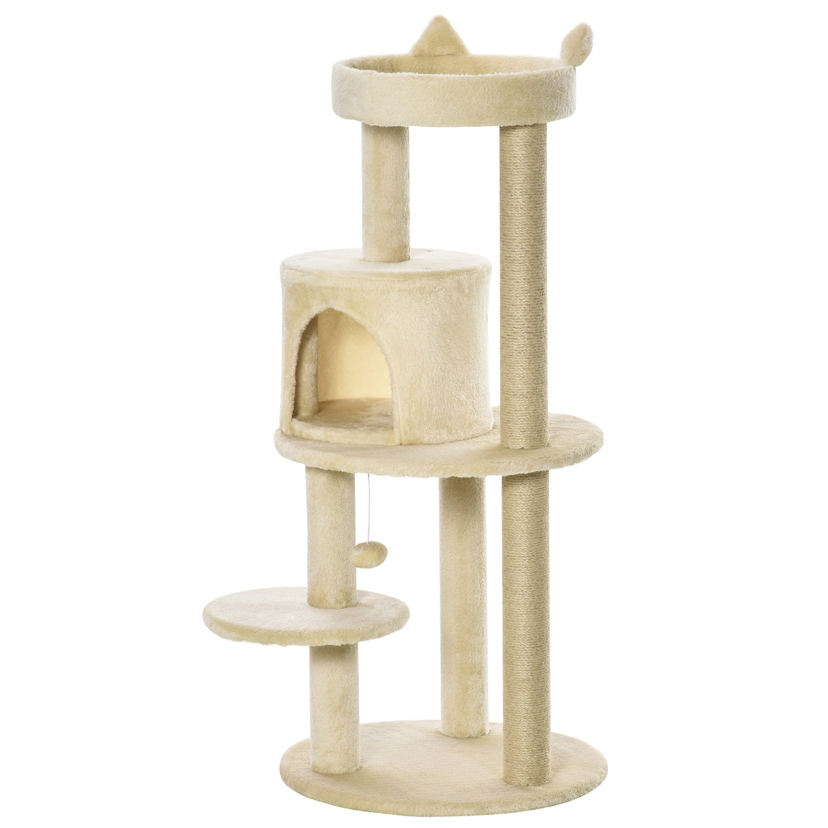 Pawhut Árbol Rascador Para Gatos 104 Cm Con Plataformas Refugio Postes De Sisal_1