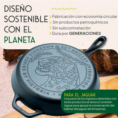 Victoria Sartén Hierro Fundido Curado Amazonía Jaguar Inducción 30cm_5