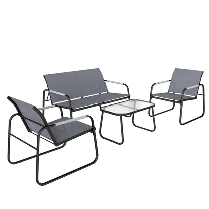 Conjunto De Jardín Outsunny Acero Galvanizado, Textilene Gris 111x71x75 Cm_0