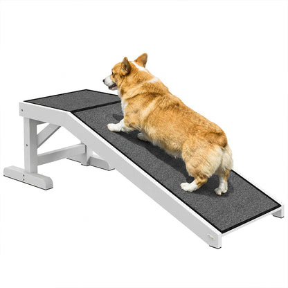 Pawhut Rampa Para Perros De Madera Con Alfombra Antideslizante 125x40x35,5 Cm_0