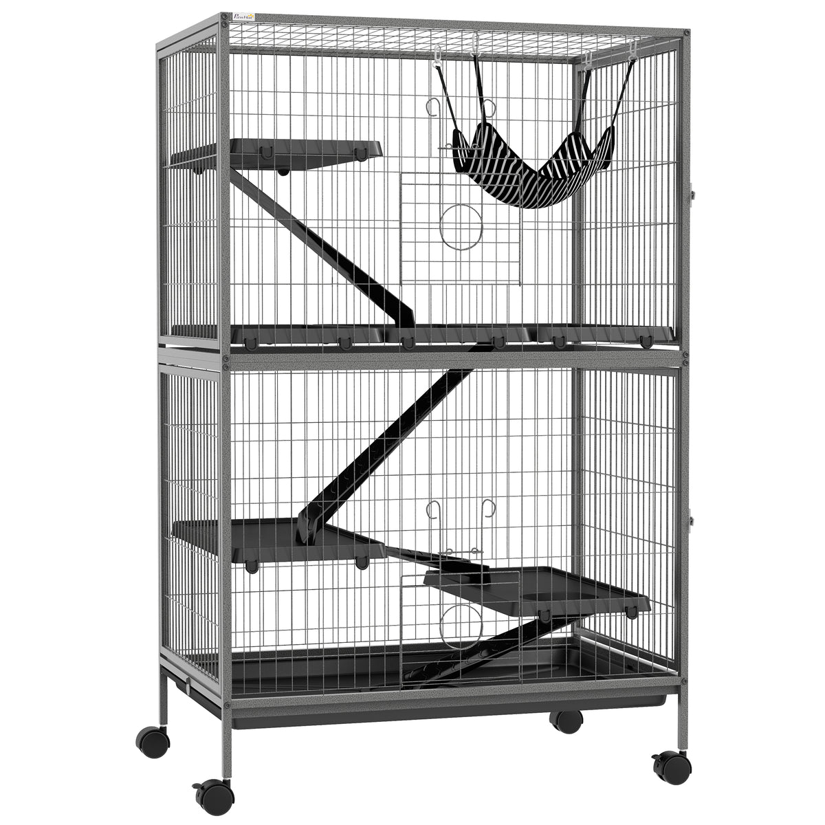 Jaula Para Animales Pawhut Acero, Pp Gris 80x52x128 Cm_0