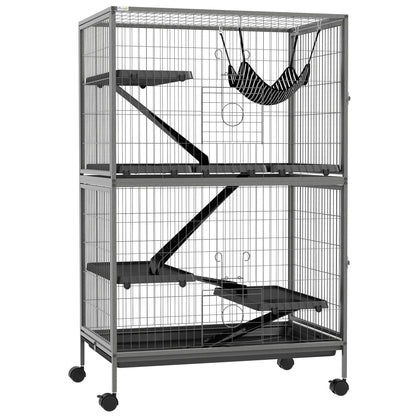 Jaula Para Animales Pawhut Acero, Pp Gris 80x52x128 Cm_0