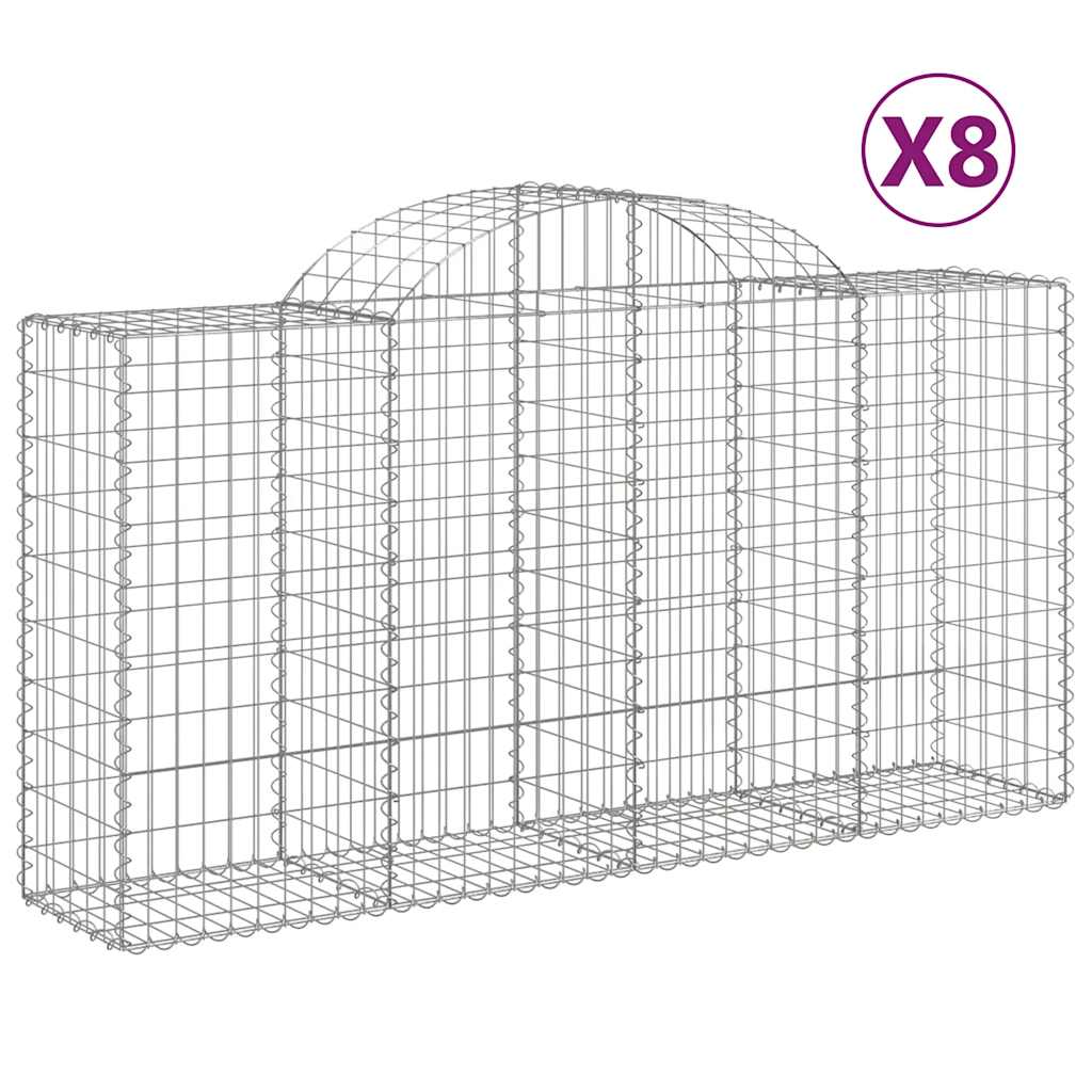 Cestas De Gaviones 8 Uds Forma De Arco Hierro 200x50x100/120cm_0