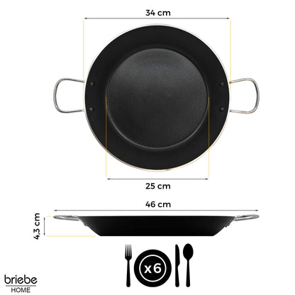Briebe Paellera Inducción 34cm, 6 Raciones, Aluminio Prensado, Antiadherente Sin Pfoa, 3mm Espesor, Zafrán, Negro_5