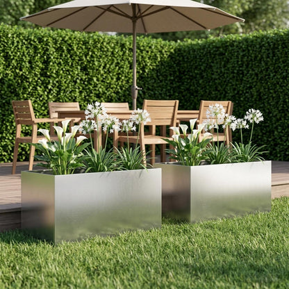 Macetero De Jardín 2 Uds. Plateado 100 X 50 X 50 Cm_1