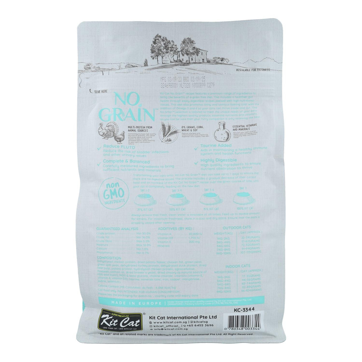 Kit Cat No Grain Cat Food - Pollo & Pavo 1 Kg Pienso natural para gatos